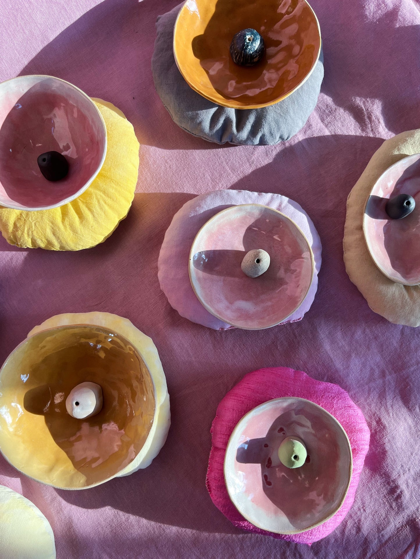 Ceramic Bowl and Incense Holder β Fuschia