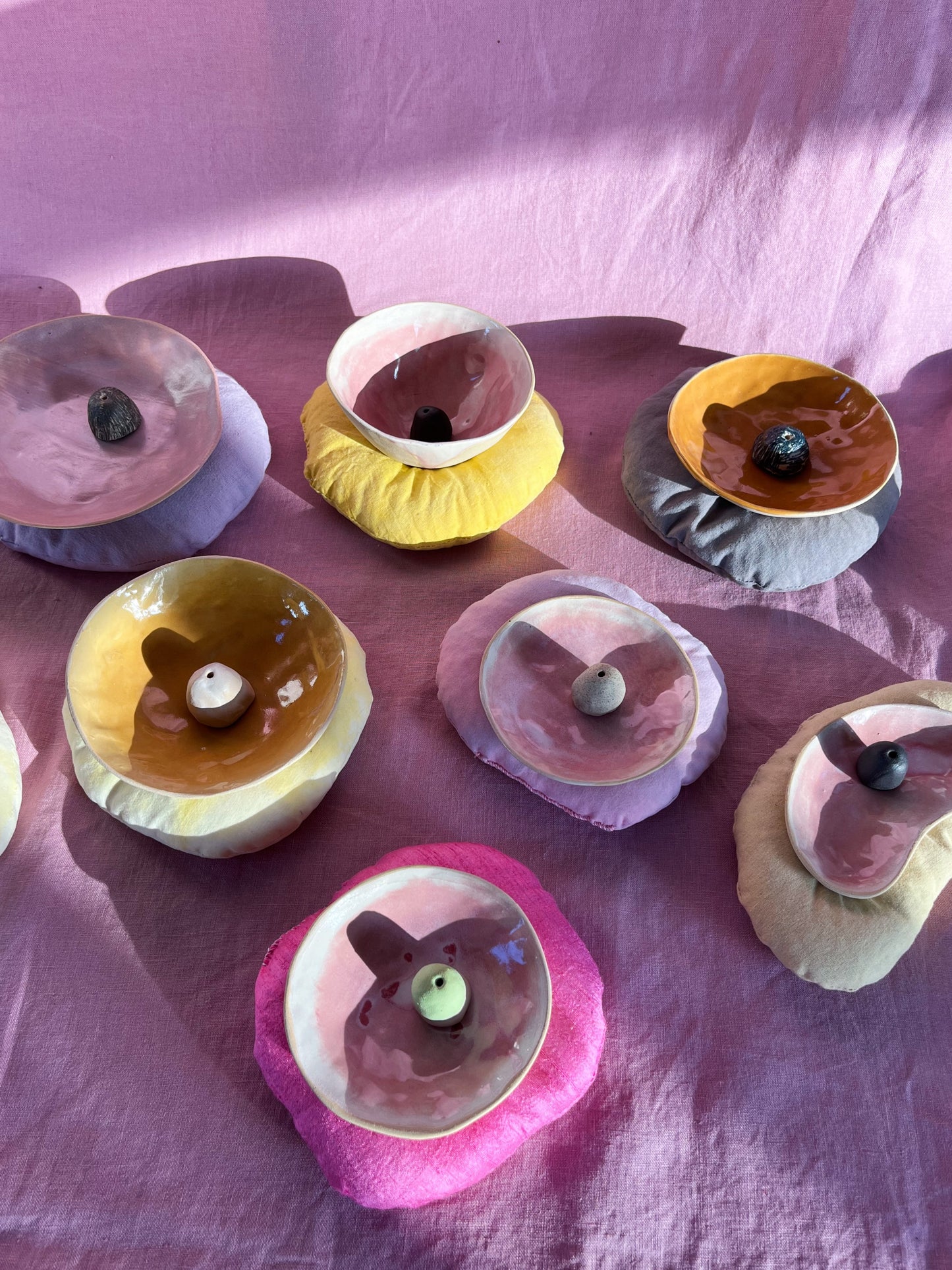 Ceramic Bowl and Incense Holder β Fuschia