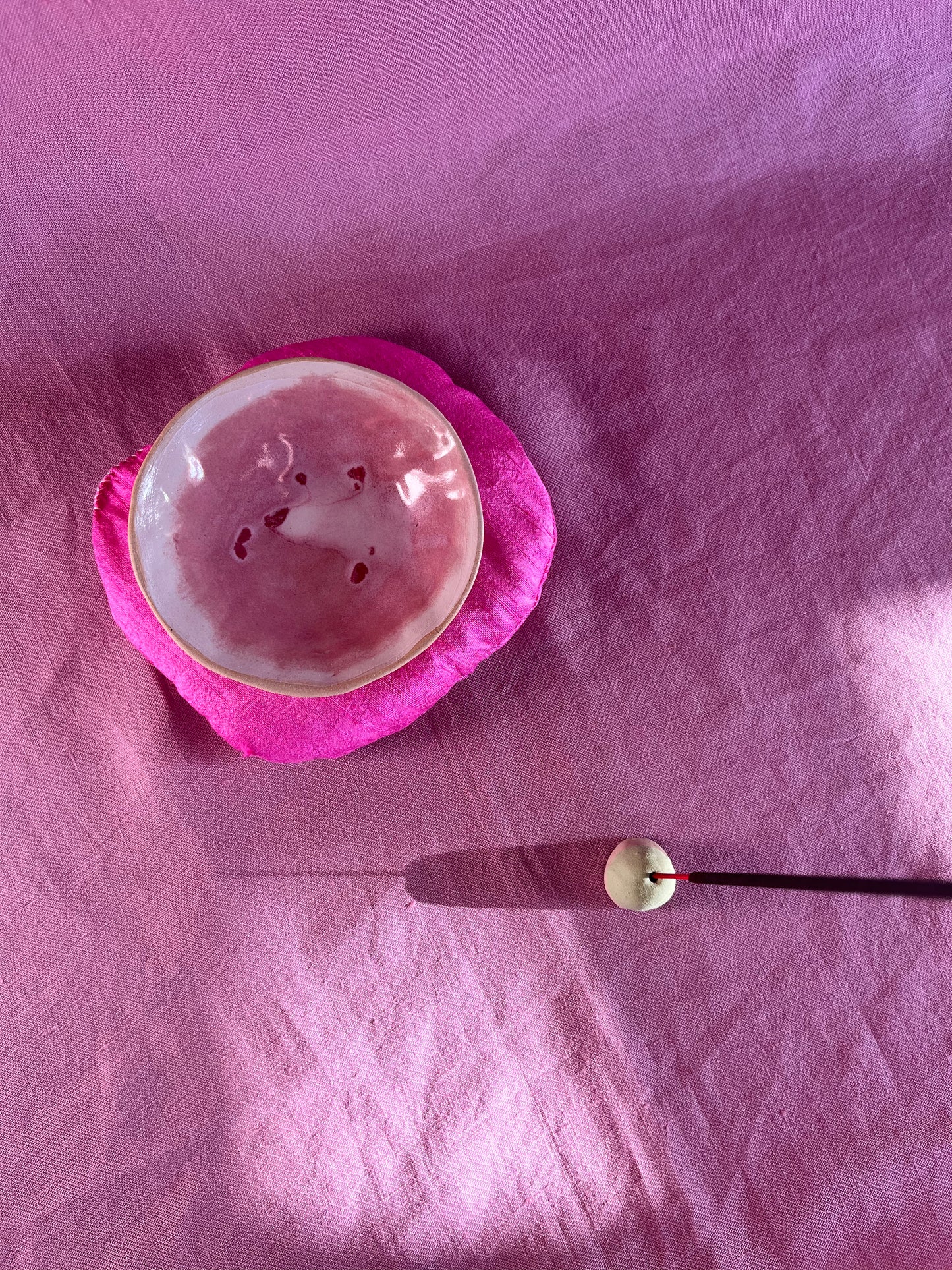 Ceramic Bowl and Incense Holder β Fuschia
